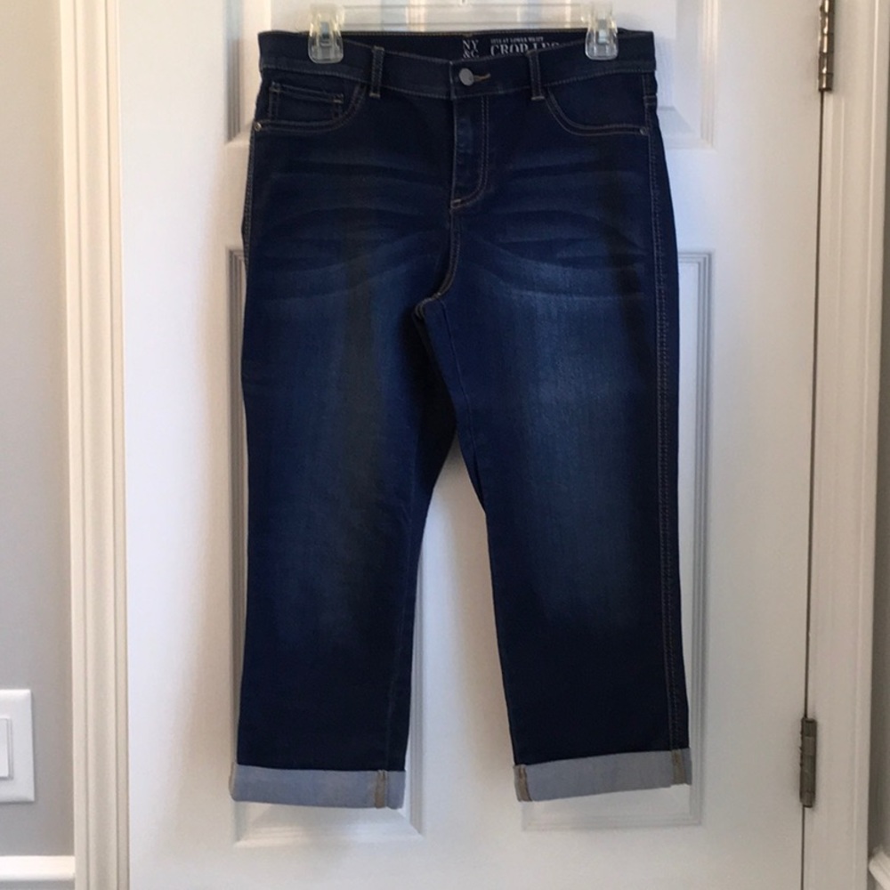New York & Co Blue Jean Crop Leggings w cuffs sz10